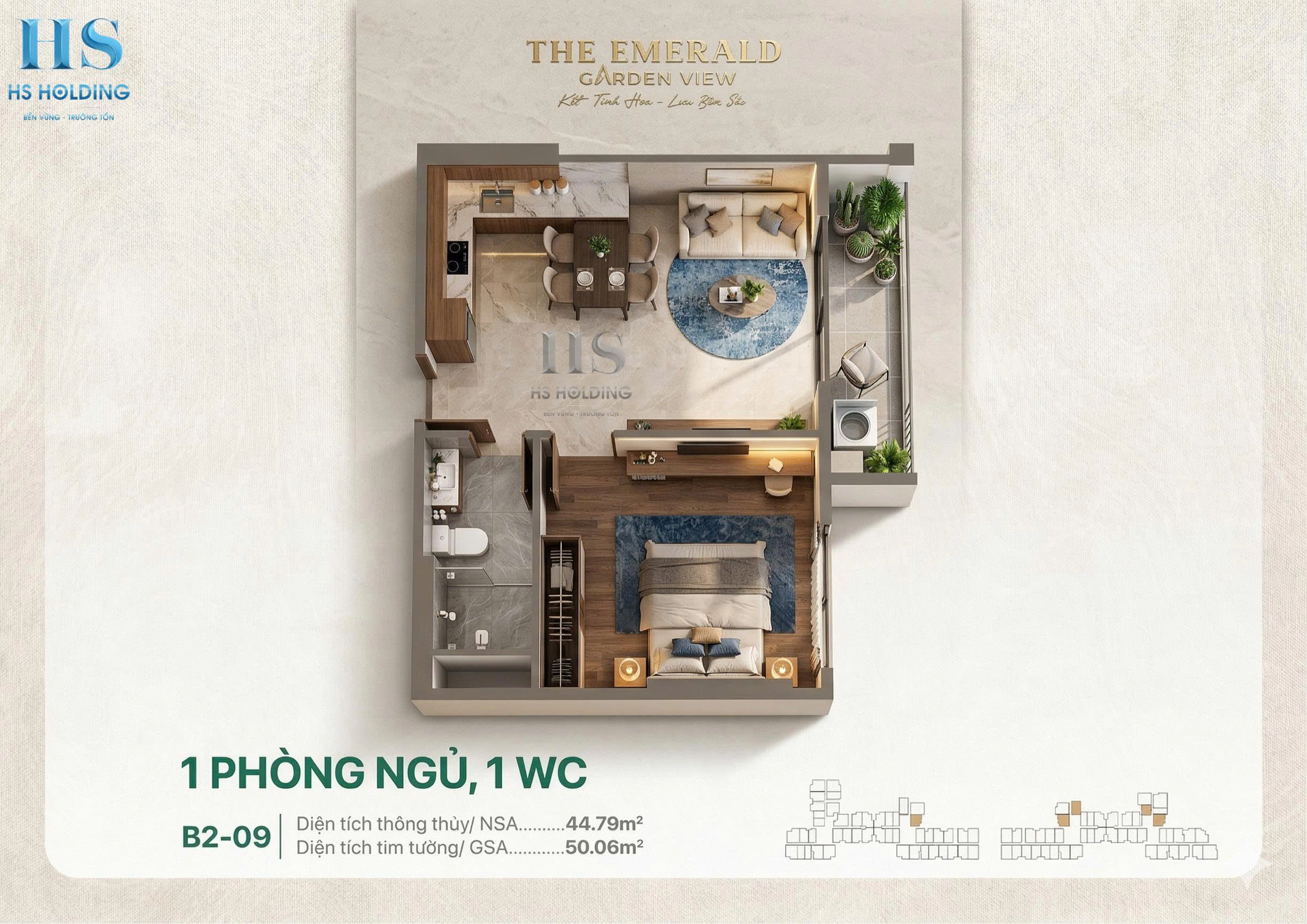 Layout căn hộ dự án The Emerald Garden View, The Emerald Garden View, Căn hộ Studio, Căn hộ 1 Phòng Ngủ, Căn hộ 2 Phòng Ngủ, Căn hộ 3 Phòng Ngủ